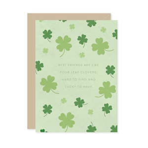 Carte de la Saint-Patrick Les meilleurs amis sont comme des trèfles à quatre feuilles, difficiles à trouver et chanceux à avoir - Paddy's Day Irish - A7 5 x 7 avec enveloppe