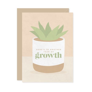 Plant Birthday Card: Here&#39;s To Another Year of Growth