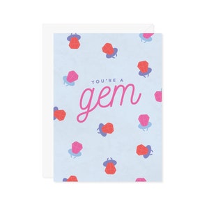 You're A Gem Greeting Card Valentine's Galentine's Thank You Card 90s 2000s Nostalgia Ring Lollipop Candy Friendship Spouse Coworker image 1