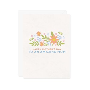 Happy Mother&#39;s Day to an Amazing Mom - Floral Flowers Simple Classic Mother&#39;s Day Card - Mother&#39;s Day Gift Grandmother