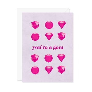 Vous êtes un bijou carte - Pierres précieuses cristal Punny amitié amour collègue Merci - A7 5 x 7 avec enveloppe