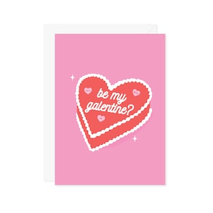 Carte de voeux Be My Galentine - Gâteau esthétique tendance rose rouge - Cadeau mignon meilleur ami Bestie Sister - Carte de Saint-Valentin