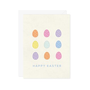 Joyeuses Pâques carte de voeux - oeufs de Pâques à pois teints pastel - carte de Pâques traditionnelle famille ami - panier de Pâques