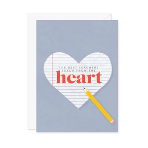 Teacher Appreciation Card: Heart Pencil Design - 5x7 A7