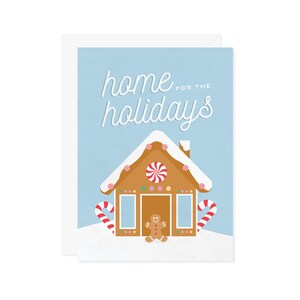 Home for the Holidays Christmas Card - Gingerbread House Cookies Candy - Cute Colorful Card Gift