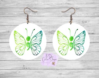 Semicolon Green Butterfly Circle Earrings Mental Health Awareness Mental Health Jewelry Awareness Earrings
