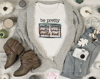 Be Pretty Pastel Stripes Graphic Tee