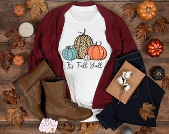 It's Fall Y'all Leopard Pumpkin Graphic Tee