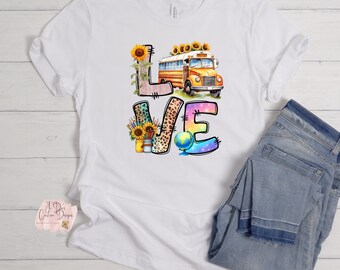 Love Bus Driver Back to School Shirt Bus Driver Shirt Bus Assistant Shirt