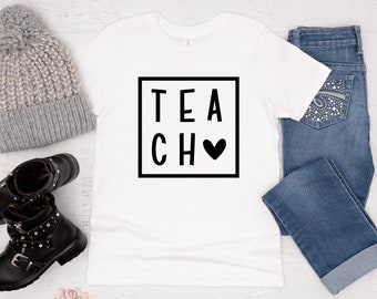 Teach Heart Shirt Back to School Shirt Minimalist Shirt for Teachers