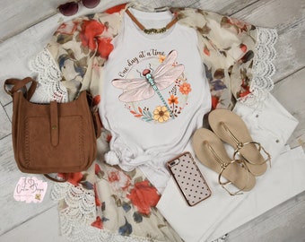 One Day at a Time Dragonfly Graphic Tee