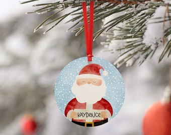 Personalized Santa Claus Christmas Ornament - Holiday Gift - Ornament with Name - Watercolor Design - Custom Name Ornament - Gift Under 15