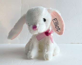 Personalized White Bunny - Rabbit with Name - Baby Gift - Bunny Name - Kids Gift - Baby Shower Gift - Gift Under 10 - Small Rabbit