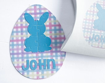 Personalized Egg Shape Easter Bunny Puzzle - Basket Stuffer - Bunny Puzzle - Kids Birthday Gift - Gift Under 20 - Childrens Puzzle with Name