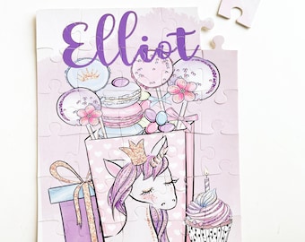Personalized Unicorn Puzzle - Princess Puzzle - Kids Birthday Gift - Gift Under 20 - Children's Puzzle with Name - Purple Horse Puzzle