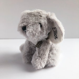 Personalized Gray Bunny - Rabbit with Name - Baby Gift - Bunny Name - Kids Gift - Baby Shower Gift - Gift Under 10 - Small Rabbit