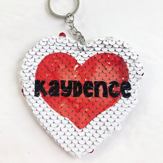 Sequin heart keychain store