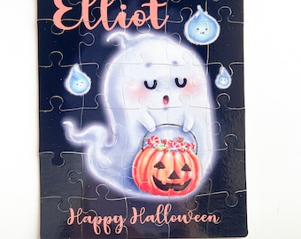 Personalized Halloween Puzzle - Ghost Puzzle - Kids Birthday Gift - Gift Under 20 - Childrens Puzzle with Name - Trick or Treat Gift