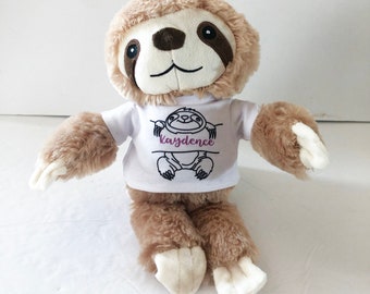 Personalized Stuffed Sloth - Sloth with Name - Baby Gift -  Plush Animal - Kids Gift - Gift Under 25 - Personalized Stuffed Animal