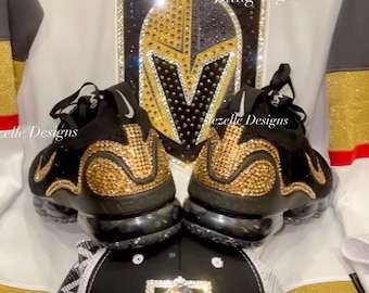 Zapatillas de running VaporMax personalizadas con cristales Swarovski, Nike Flyknit negras con incrustaciones de joyas / Regalo brillante para ella