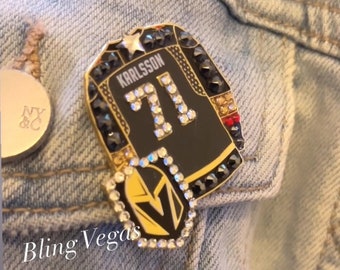 Las Vegas Golden Knights William Karlsson 71 Lapel Pin Collector's Edition Pin VGK Custom Bedazzled NHL Hockey 2023 Stanley Cup Champions