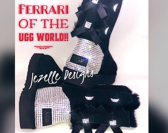 Custom Bling Uggs, Personalized 2 BOW Bailey Bow Uggs Custom Jeweled w/ SWAROVSKI Crystals, Authentic Women's Rhinestone Uggs