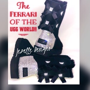 Custom Bling Uggs, Personalized 2 BOW Bailey Bow Uggs Custom Jeweled w/ SWAROVSKI Crystals, Authentic Women&#39;s Rhinestone Uggs
