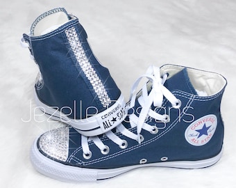 Bridal Converse, Swarovski Crystal Wedding Sneakers — Custom Hand Jeweled High Top Chuck Taylors