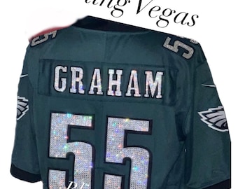 Custom EAGLES Jerseys DEPOSIT.  Rhinestone Bling Sports Jersey (Pics are examples) *Please Read Full Description -Any Team, Sport, Player