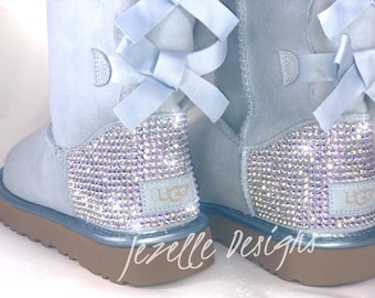 Blinged Out Uggs, Personalized Bailey Bow Uggs Custom Hand Jeweled w/ 1,500 Crystals, Authentic Women Bedazzled Ugg Boots