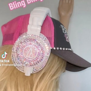 CUSTOM Crystal Headphones, Hand Jeweled DJ Blinged out Headphones, Custom Bedazzled Headphones, Rhinestone Headphones