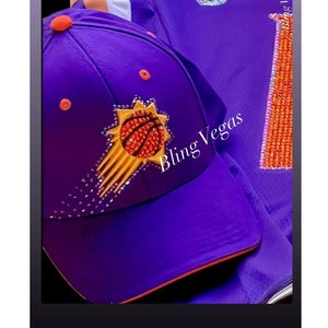 Bling Phoenix Suns Hat Snapback, Embellished Rhinestone Jeweled Basketball Hat