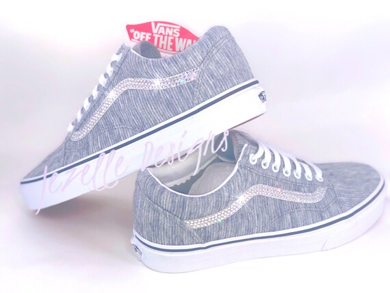 bedazzled white vans