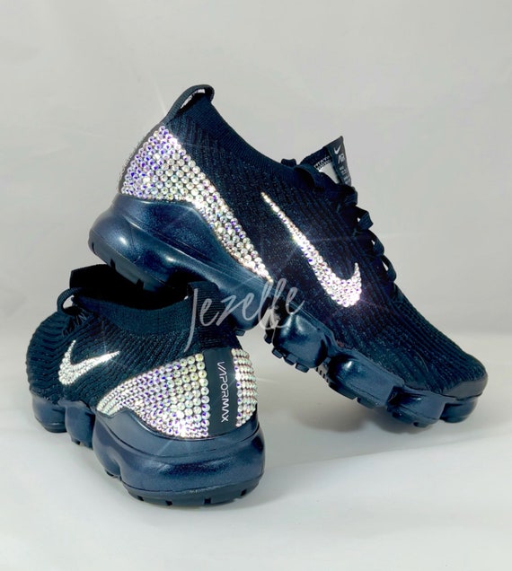 Sensación Trampolín al revés Blinged Out Vapormax Flyknit 3 in Triple Black Customized - Etsy