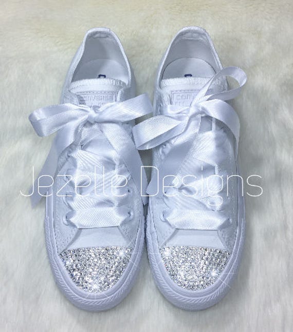 bedazzled white wedding converse