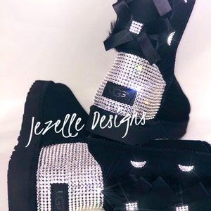 Bling UGGS 3 BOWS Tall Bailey BOW Ugg Boots Custom Hand Jeweled w/ over 1300 Crystals, Authentic Women's Bedazzled Uggs image 8