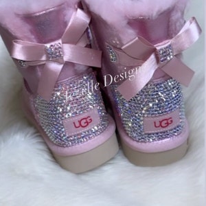 Bling UGGS 3 BOWS Tall Bailey BOW Ugg Boots Custom Hand Jeweled w/ over 1300 Crystals, Authentic Women's Bedazzled Uggs image 9