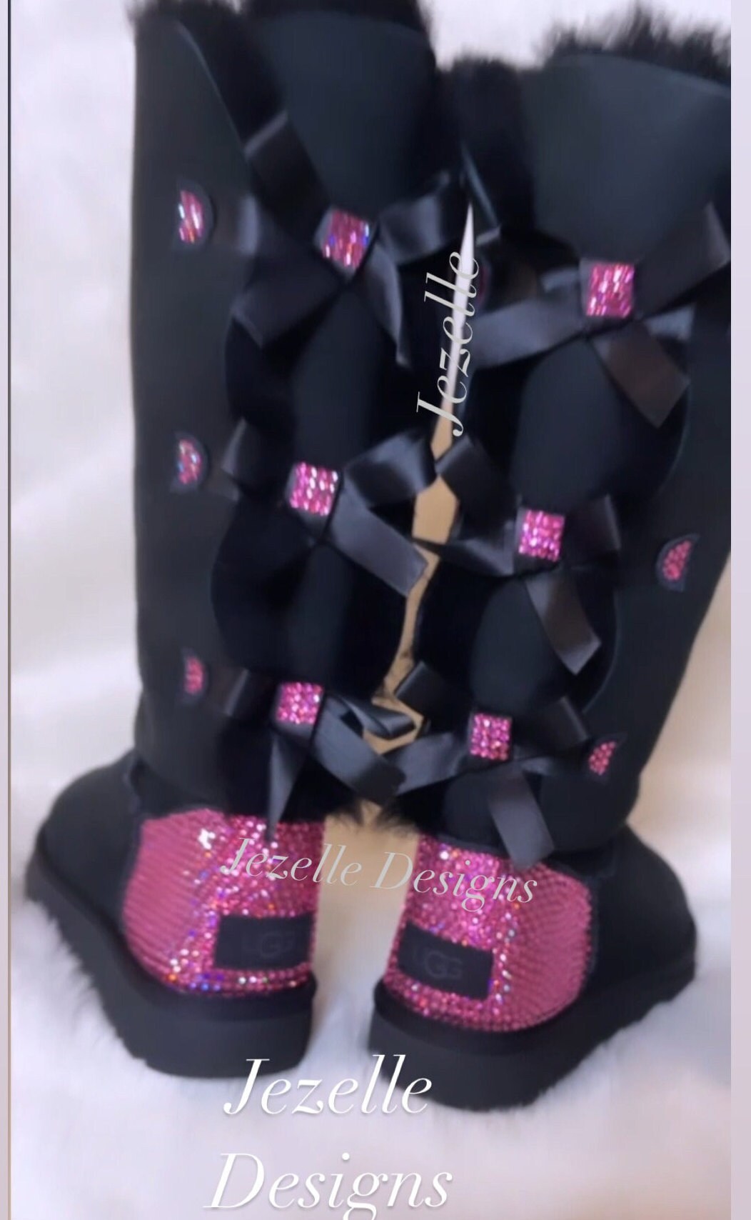 BLING 3 BOWS Wysokie buty Ugg z kokardą Bailey, ręcznie