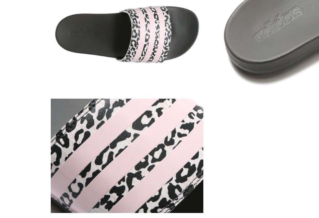 Pink Adidas Leopard Print Adilette Slides Women's Custom Etsy