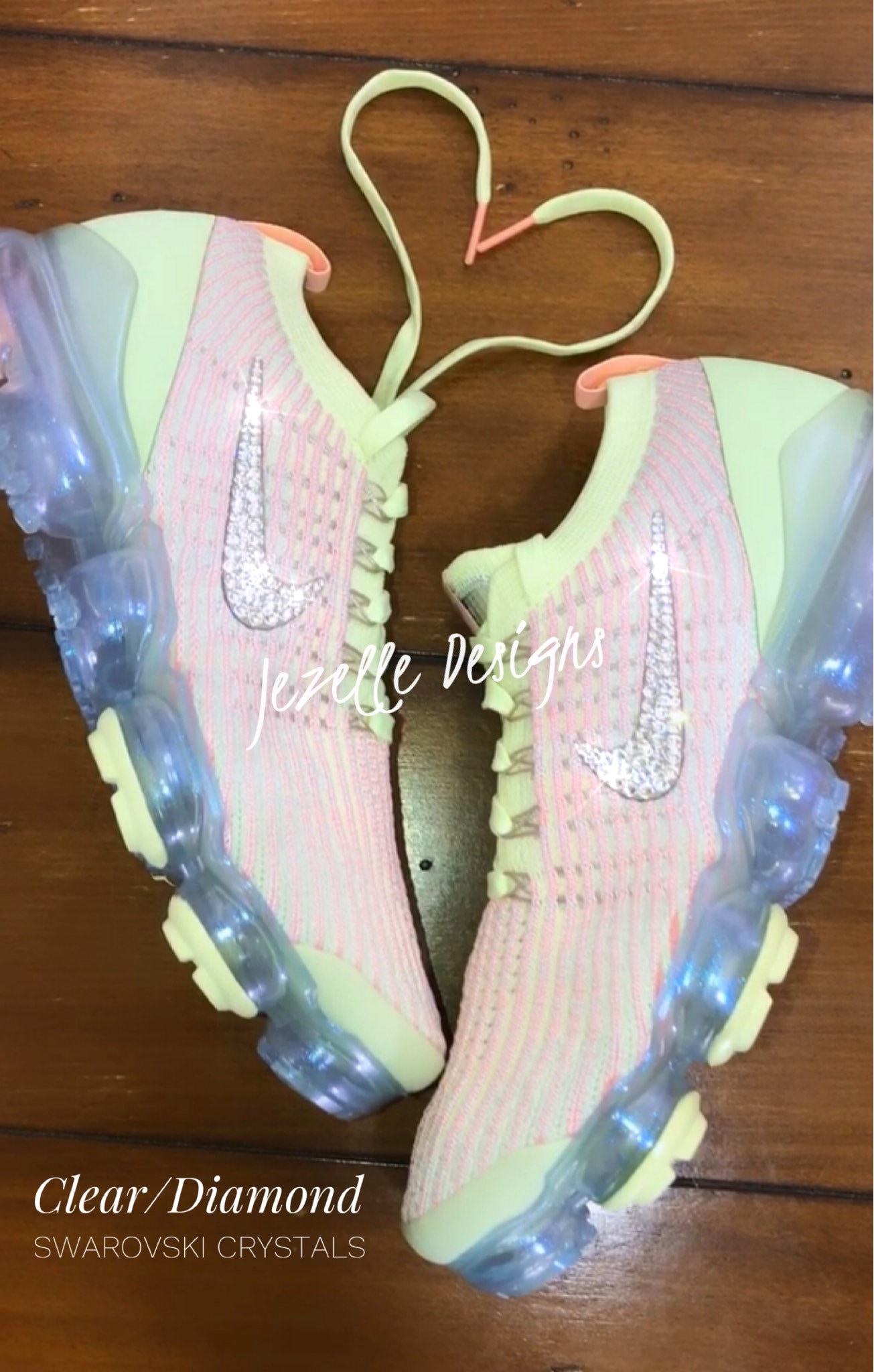 Swarovski Women's Vapormax Flyknit 3 Light Pink and Black 