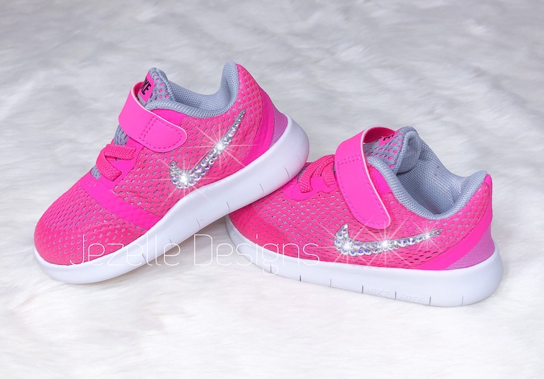 Size 6c Bling Nikes for Baby Hot Pink 