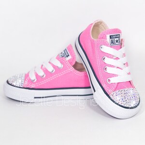 Custom Bling Kid&#39;s Converse Hand Jeweled w/ Swarovski Crystals, Personalized Converse for Her, Pink Bedazzled Girls Converse, Birthday Shoes
