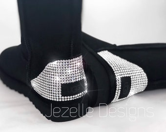 CLASSIC Short Custom Uggs Hand Jeweled w/ over 1300 Brilliant Crystals, Authentic Black Ugg Boots, Personalized bedazzled Uggs Rhinestones