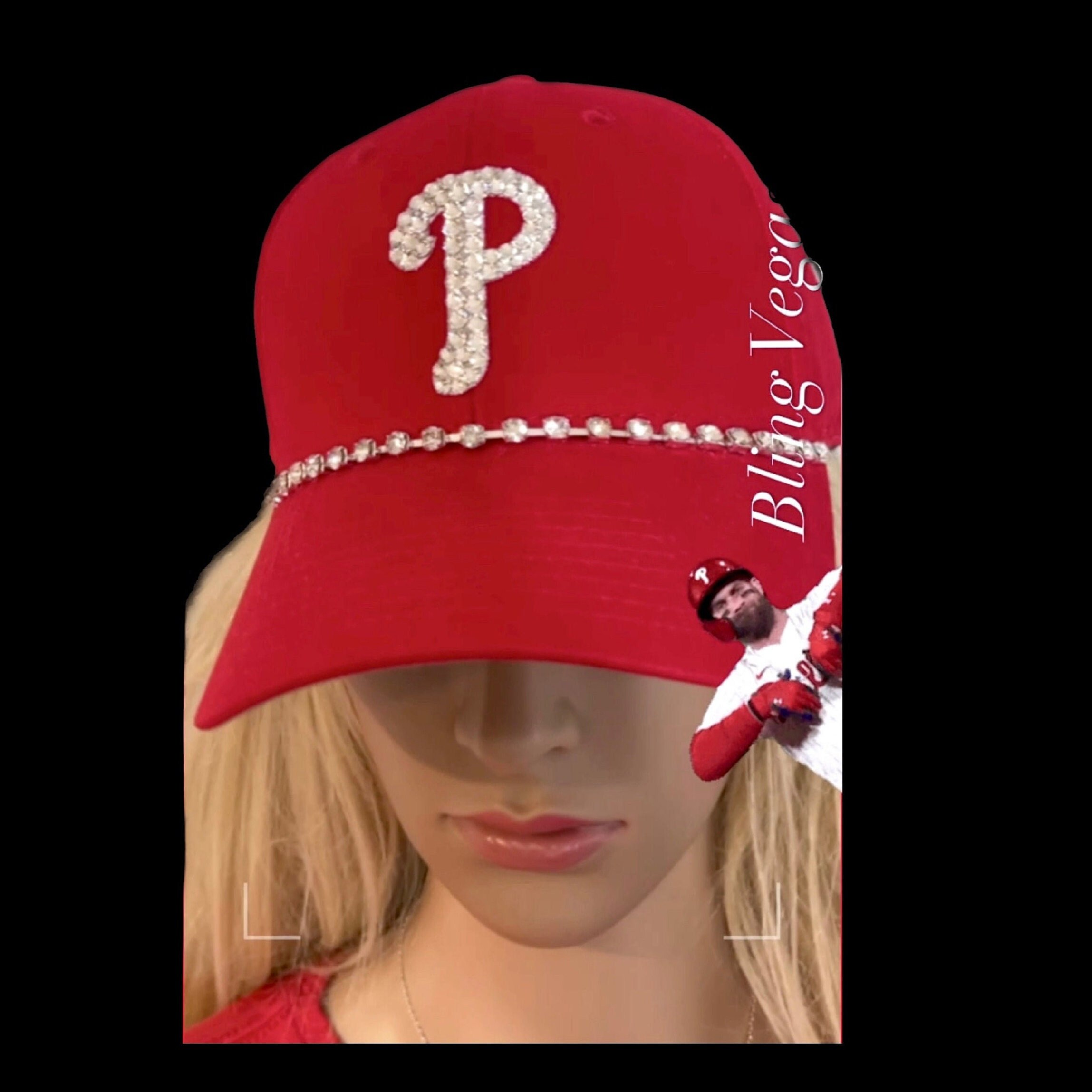 PHILLIES Hat Blinged Out With Swarovski Crystals, Adjustable  display picture 3