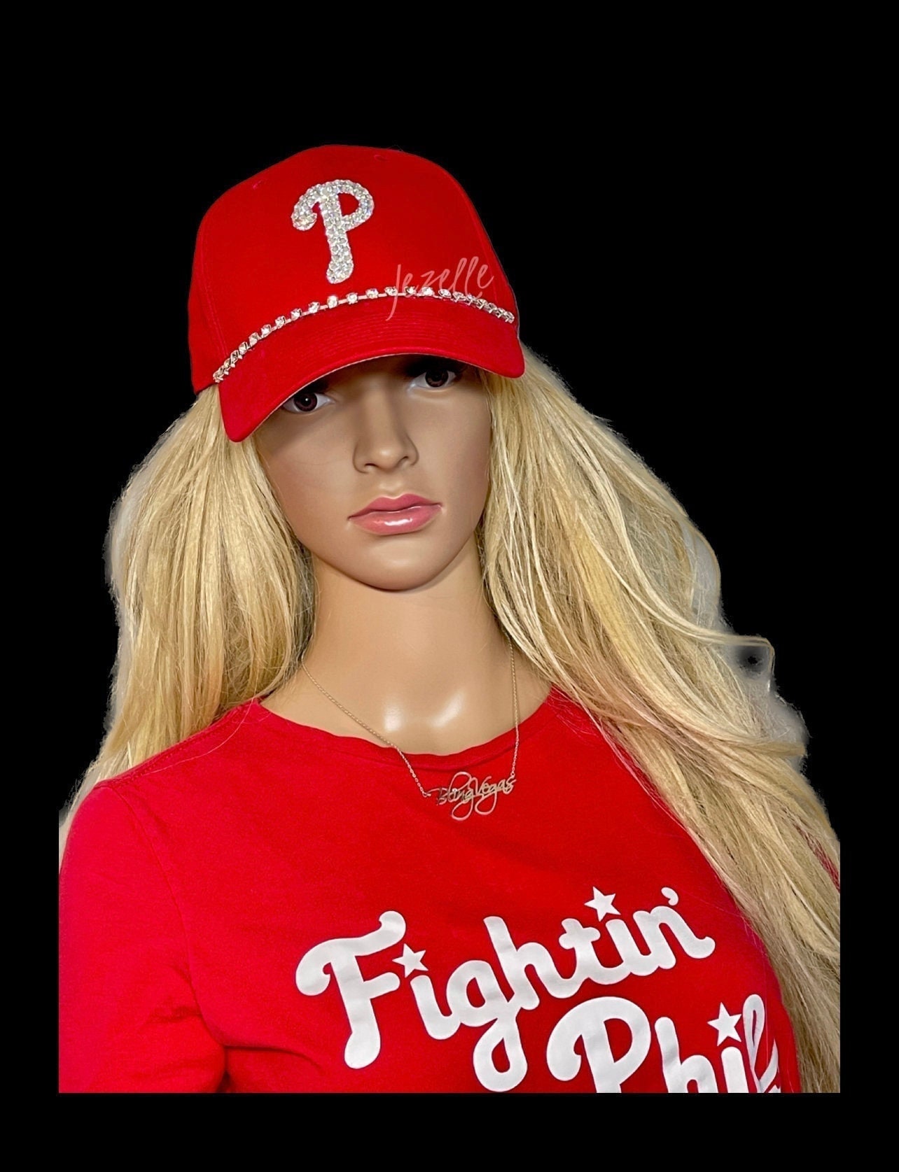 New Philadelphia Phillies Bling Swarovski Hat Phillies Bling Crystal Side Patch Fitted Hat | Phillies  main image 2