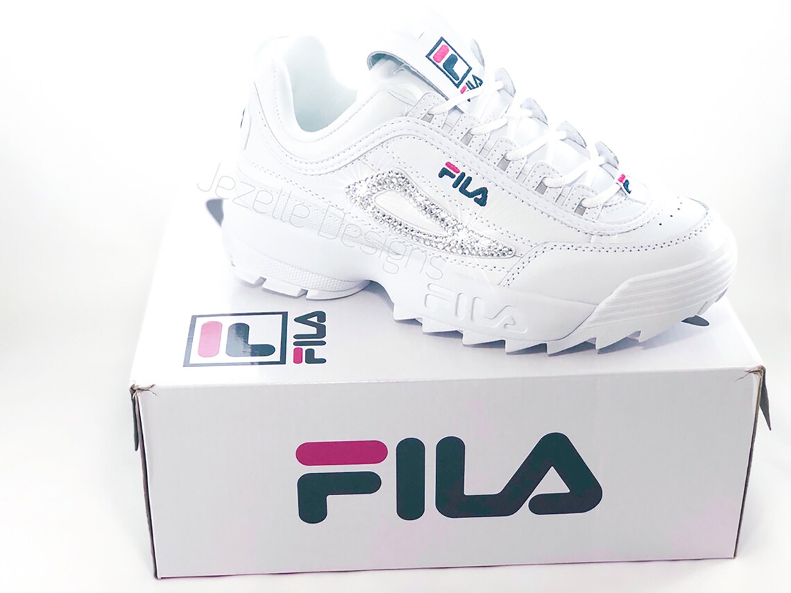 Swarovski Fila Disruptor Premium Shoes Blinged Out with | Etsy