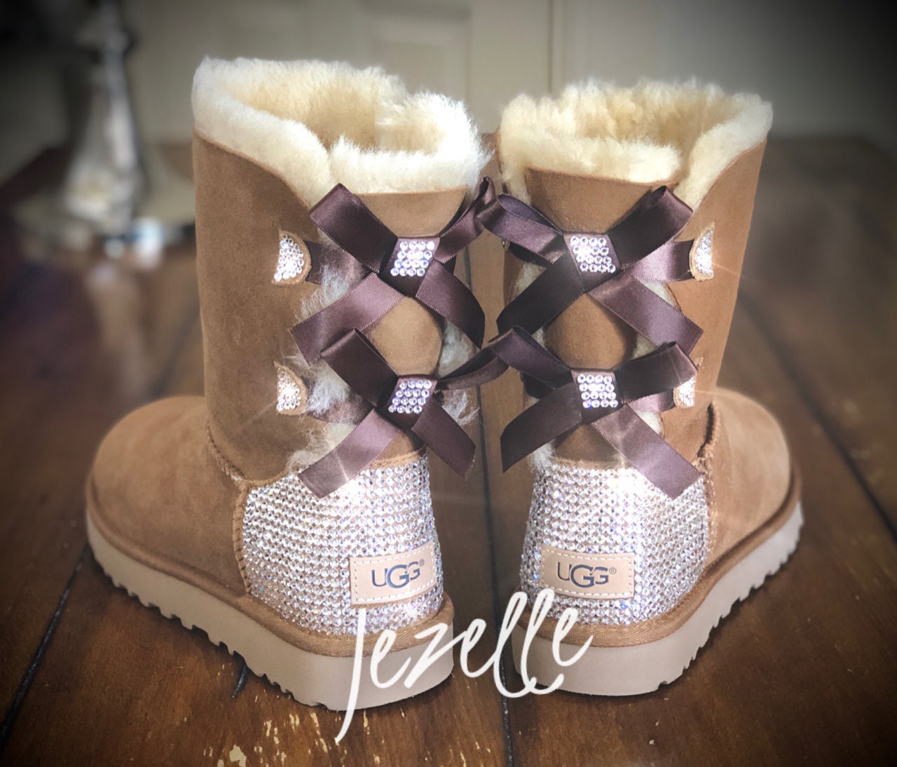 Women's Bling Ugg Swarovski Crystals Custom Bailey Bow Ugg 