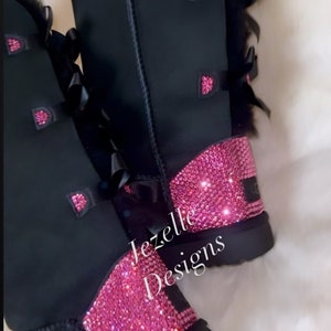 Bling UGGS 3 BOWS Tall Bailey BOW Ugg Boots Custom Hand Jeweled w/ over 1300 Crystals, Authentic Women's Bedazzled Uggs image 4