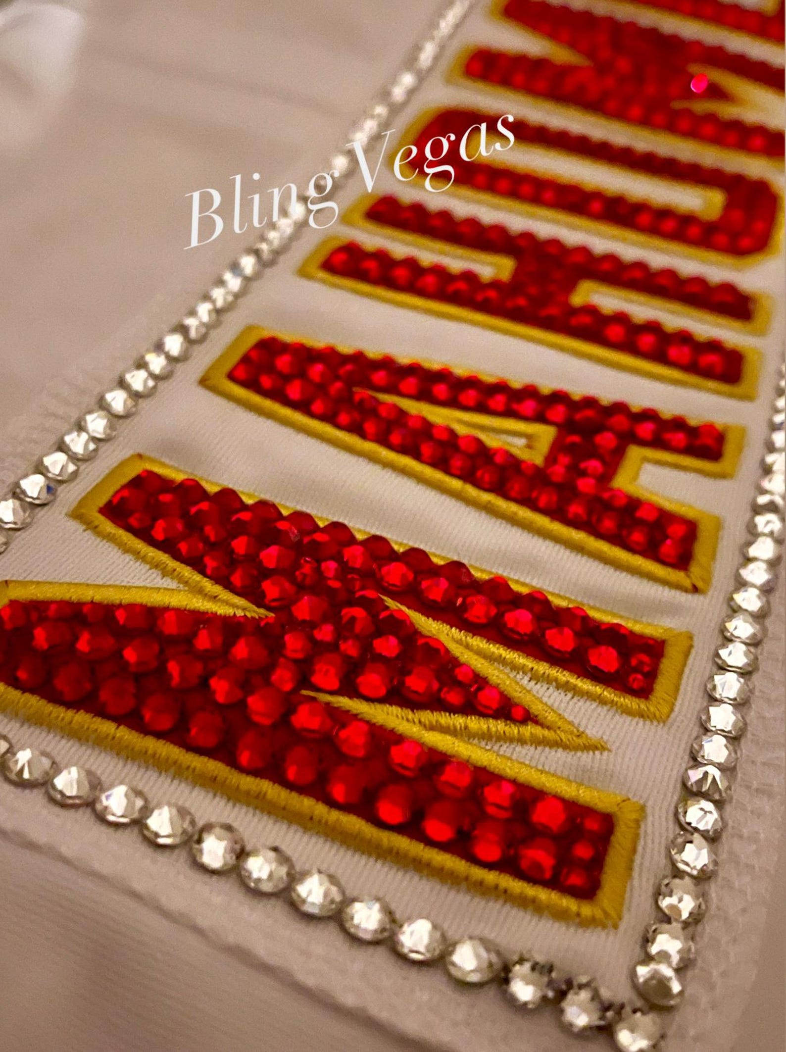 Custom Crystal KC Chiefs Mahomes Kelce Jerseys Deposit. Rhinestone ...