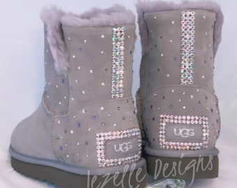 Swarovski Rhinestone Uggs, Personalized Custom Ugg Australia Authentic Boots in Lavendar, UGG Boots Jeweled w/ Swarovski Crystals